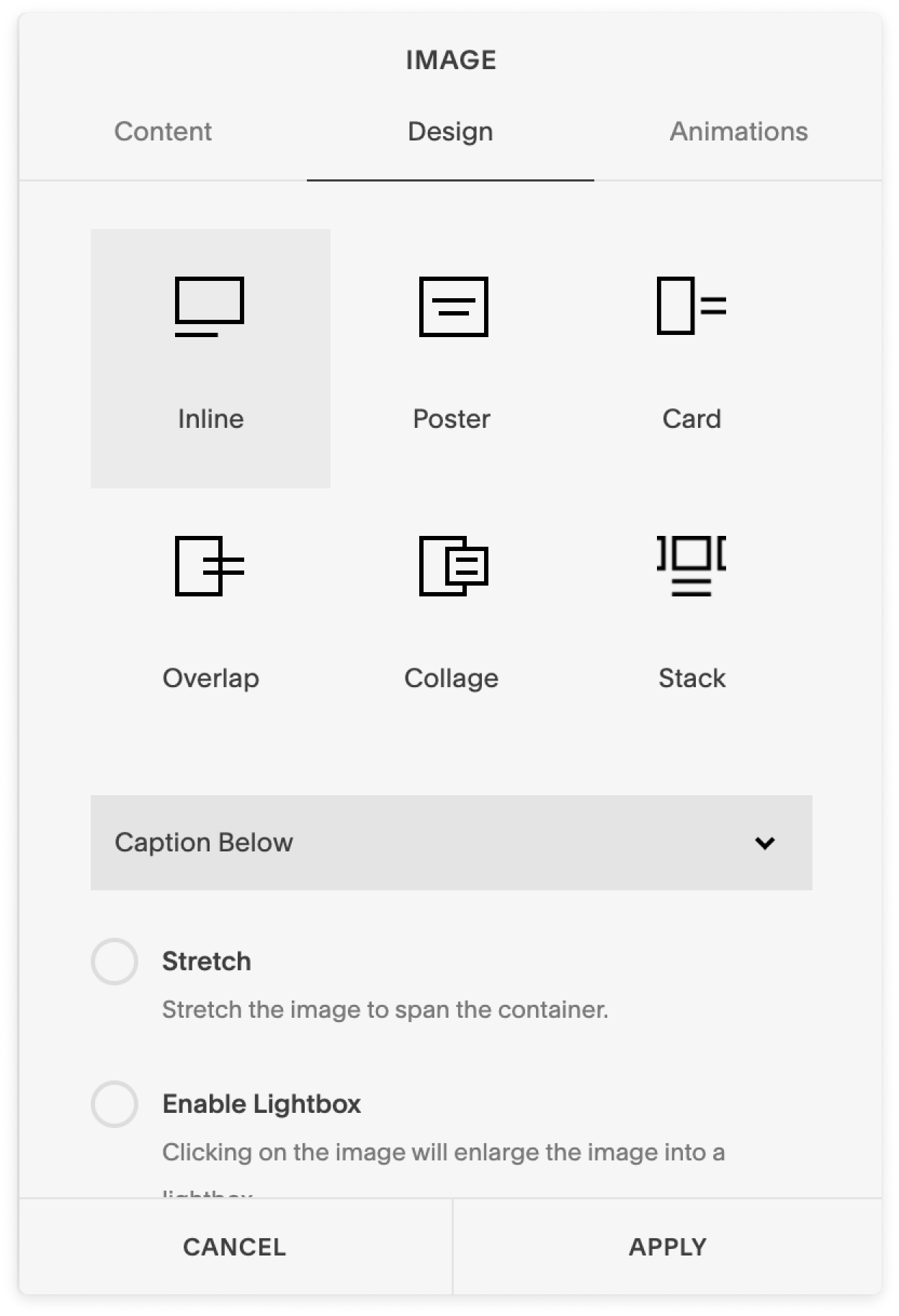 Old Image Block — settings view 2