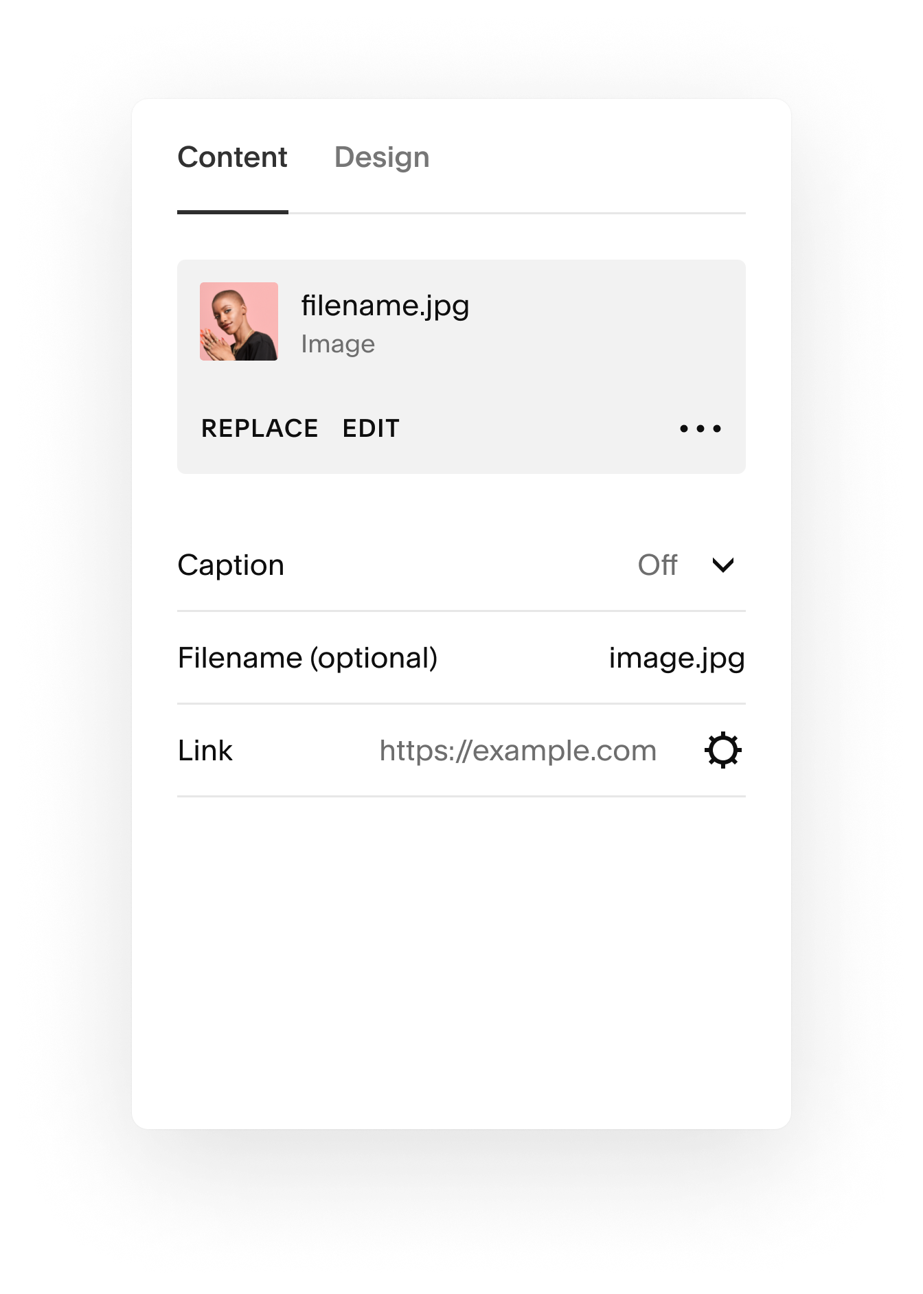 New Image Block — consolidated tabs