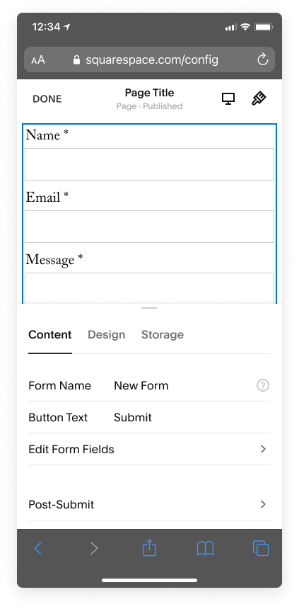 Block editor components rendered on mobile web