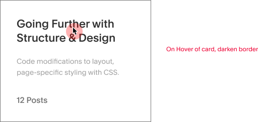 Category hover state spec showing the highlighted background and link affordance