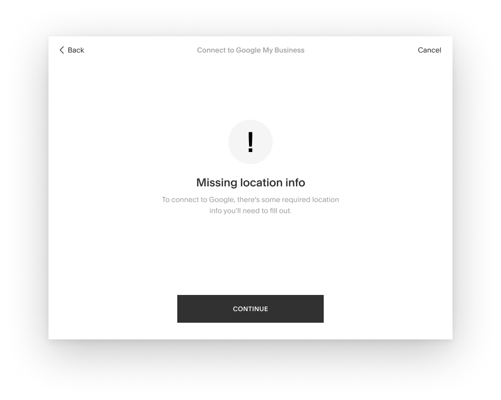 Conflict resolver error state showing mismatched fields between Squarespace and Google