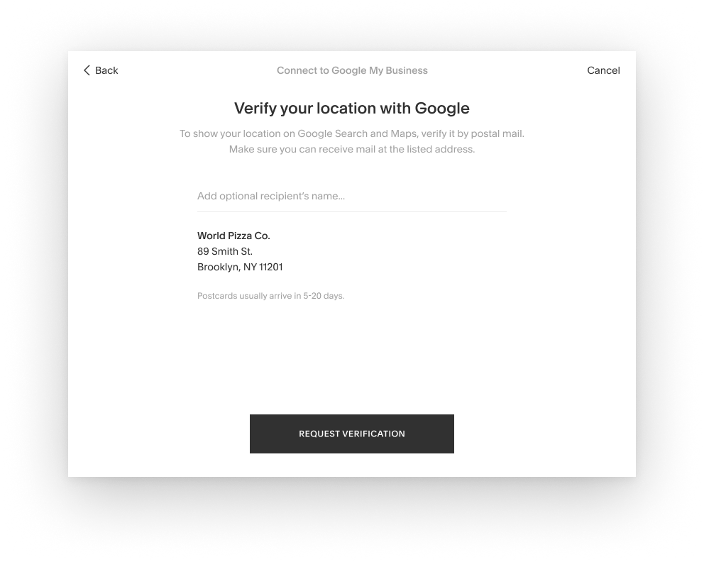 Sync state communicating in-progress data transfer with Google My Business