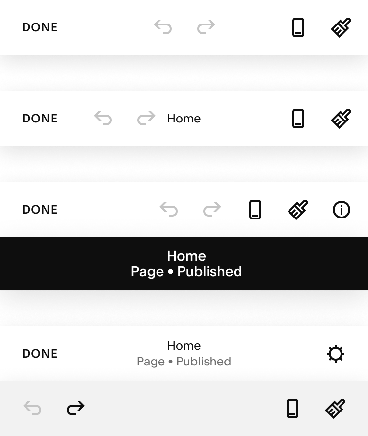 Mobile web placement exploration showing undo and redo within the editor toolbar