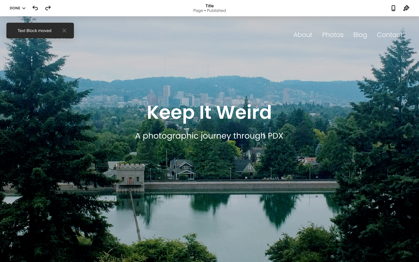 Toast option — transient banner message confirming the undo or redo action
