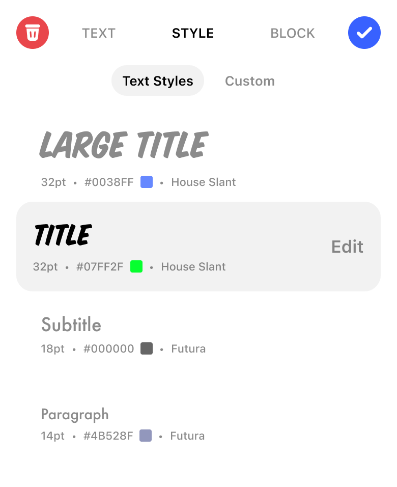 iOS Block Text — Style