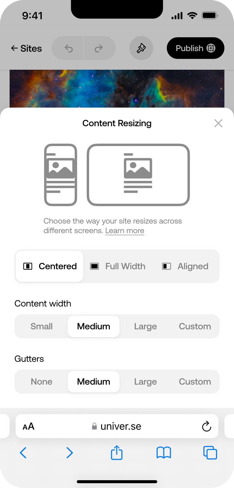 Editor blocks page sizing