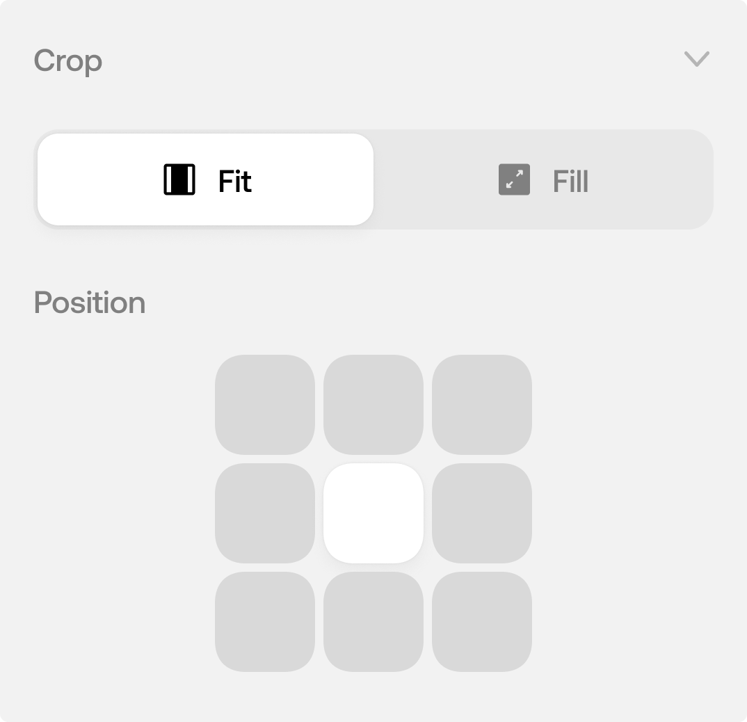 Image crop and positioning controls