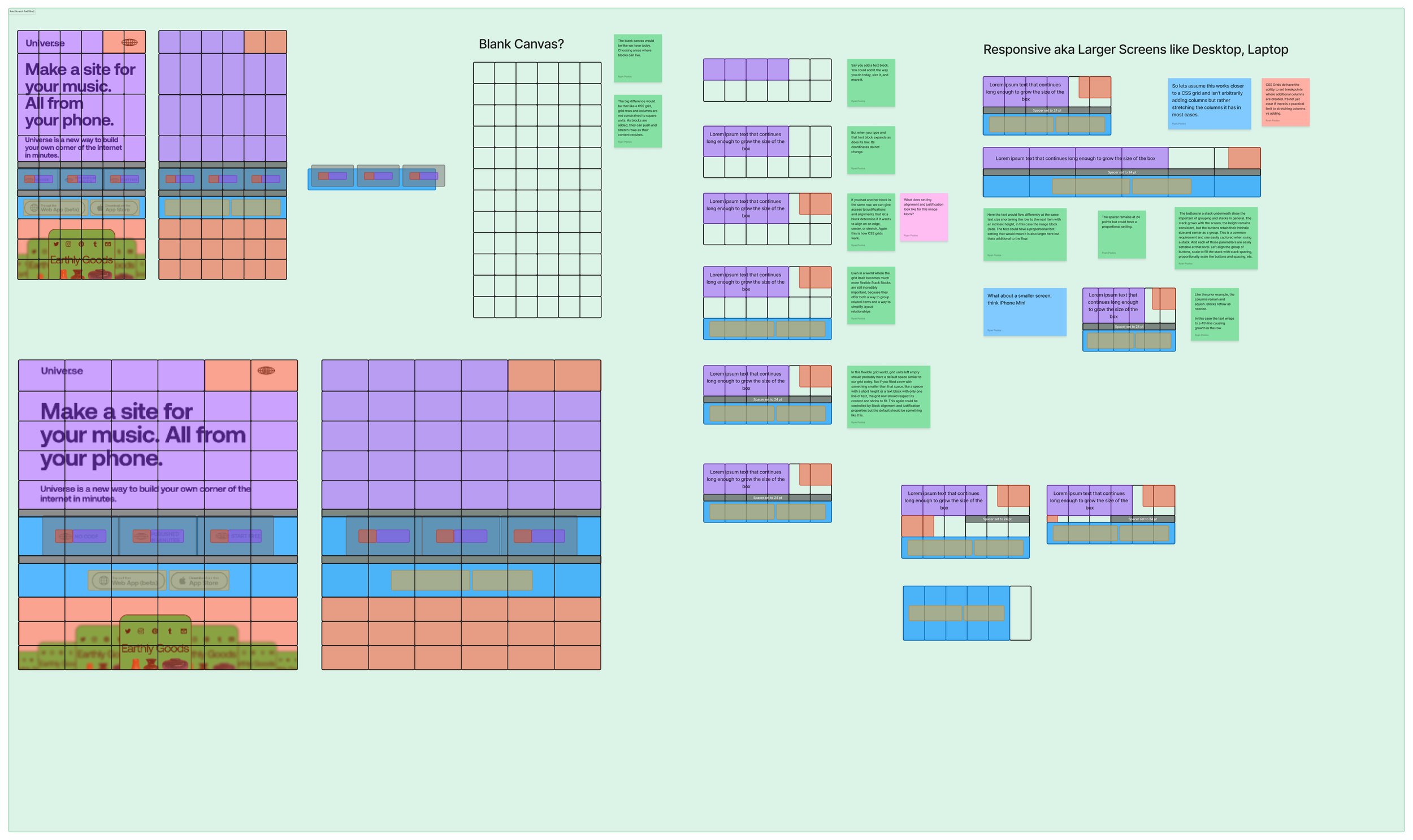 Root scratch pad grid concept exploration
